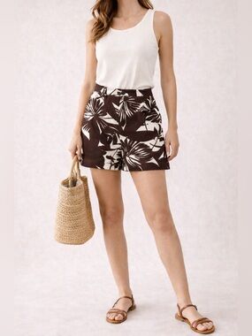 Trina Turk Palm Print Shorts Size 8 High Rise Resort Tropical Vacation